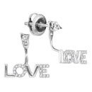 10kt White Gold Women's Round Diamond Love Stud Jacket Earrings 1-10 Cttw - FREE Shipping (US/CAN)-Gold & Diamond Earrings-JadeMoghul Inc.