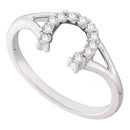 10kt White Gold Women's Round Diamond Lucky Horseshoe Split-shank Ring 1/10 Cttw - FREE Shipping (US/CAN)-Gold & Diamond Rings-5-JadeMoghul Inc.