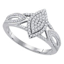 10kt White Gold Women's Round Diamond Marquise-shape Cluster Bridal Wedding Engagement Ring 1/4 Cttw - FREE Shipping (US/CAN)-Gold & Diamond Engagement & Anniversary Rings-6-JadeMoghul Inc.