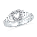 10kt White Gold Women's Round Diamond Milgrain Heart Love Ring 1/8 Cttw - FREE Shipping (US/CAN)-Gold & Diamond Heart Rings-5-JadeMoghul Inc.