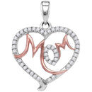 10kt White Gold Women's Round Diamond Mom Mother Heart Pendant 1-3 Cttw - FREE Shipping (US/CAN)-Gold & Diamond Pendants & Necklaces-JadeMoghul Inc.
