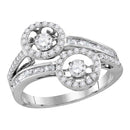 10kt White Gold Women's Round Diamond Moving 2-stone Hearts Together Bridal Wedding Engagement Ring 7/8 Cttw - FREE Shipping (US/CAN)-Wedding Jewelry-5-JadeMoghul Inc.