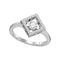 10kt White Gold Women's Round Diamond Moving Twinkle Solitaire Diagonal Square Ring 1/5 Cttw - FREE Shipping (US/CAN)-Gold & Diamond Fashion Rings-5-JadeMoghul Inc.