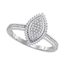 10kt White Gold Womens Round Diamond Oval Cluster Bridal Wedding Engagement Ring 1-5 Cttw-Gold & Diamond Engagement & Anniversary Rings-JadeMoghul Inc.