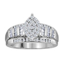 10kt White Gold Women's Round Diamond Oval Cluster Bridal Wedding Engagement Ring 1.00 Cttw - FREE Shipping (US/CAN)-Gold & Diamond Engagement & Anniversary Rings-5.5-JadeMoghul Inc.