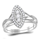 10kt White Gold Womens Round Diamond Oval Cluster Bridal Wedding Engagement Ring 1/3 Cttw-Gold & Diamond Engagement & Anniversary Rings-5.5-JadeMoghul Inc.
