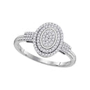10kt White Gold Women's Round Diamond Oval Cluster Bridal Wedding Engagement Ring 1/4 Cttw - FREE Shipping (US/CAN)-Gold & Diamond Engagement & Anniversary Rings-5-JadeMoghul Inc.