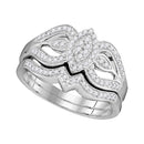 10kt White Gold Women's Round Diamond Oval Cluster Bridal Wedding Engagement Ring Band Set 1/3 Cttw - FREE Shipping (US/CAN)-Wedding Jewelry-5-JadeMoghul Inc.