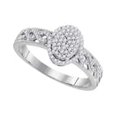 10kt White Gold Women's Round Diamond Oval Cluster Milgrain Twist Bridal Ring 1/4 Cttw - FREE Shipping (US/CAN)-Wedding Jewelry-6-JadeMoghul Inc.