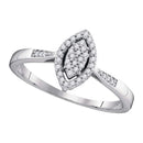 10kt White Gold Womens Round Diamond Oval Cluster Ring 1-8 Cttw-Gold & Diamond Cluster Rings-JadeMoghul Inc.