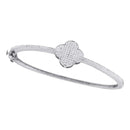 10kt White Gold Women's Round Diamond Quatrefoil Cluster Bangle Bracelet 3-8 Cttw - FREE Shipping (US/CAN)-Gold & Diamond Bracelets-JadeMoghul Inc.