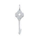 10kt White Gold Women's Round Diamond Quatrefoil Key Pendant 1-2 Cttw - FREE Shipping (US/CAN)-Gold & Diamond Pendants & Necklaces-JadeMoghul Inc.