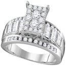 10kt White Gold Women's Round Diamond Rectangle Cluster Bridal Wedding Engagement Ring 7/8 Cttw - FREE Shipping (US/CAN) - Size 9-Gold & Diamond Engagement & Anniversary Rings-7-JadeMoghul Inc.