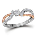 10kt White Gold Women's Round Diamond Rose-tone Rope Bridal Wedding Engagement Ring 1/10 Cttw - FREE Shipping (US/CAN)-Gold & Diamond Engagement & Anniversary Rings-5-JadeMoghul Inc.