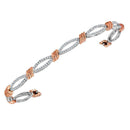 10kt White Gold Women's Round Diamond Rose-tone Rope Tennis Bracelet 1.00 Cttw - FREE Shipping (US/CAN)-Gold & Diamond Bracelets-JadeMoghul Inc.