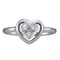 10kt White Gold Women's Round Diamond Simple Heart Cluster Ring 1/20 Cttw - FREE Shipping (US/CAN)-Gold & Diamond Heart Rings-5-JadeMoghul Inc.