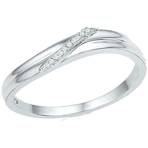 10kt White Gold Women's Round Diamond Simple Single Row Band Ring .03 Cttw - FREE Shipping (US/CAN)-Gold & Diamond Bands-6-JadeMoghul Inc.