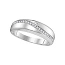 10kt White Gold Women's Round Diamond Single Row Crossover Wedding Band 1/6 Cttw - FREE Shipping (US/CAN)-Gold & Diamond Wedding Jewelry-5-JadeMoghul Inc.
