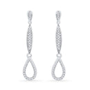 10kt White Gold Womens Round Diamond Slender Teardrop Dangle Earrings 1-5 Cttw - FREE Shipping (US/CAN)-Gold & Diamond Earrings-JadeMoghul Inc.