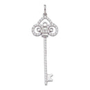10kt White Gold Women's Round Diamond Slender Trefoil Key Love Pendant 1-2 Cttw - FREE Shipping (US/CAN)-Gold & Diamond Pendants & Necklaces-JadeMoghul Inc.