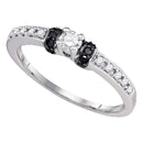 10kt White Gold Women's Round Diamond Solitaire Bridal Wedding Engagement Ring 1/4 Cttw - FREE Shipping (US/CAN)-Gold & Diamond Engagement & Anniversary Rings-5-JadeMoghul Inc.