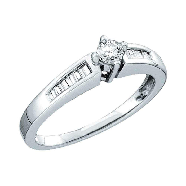10kt White Gold Women's Round Diamond Solitaire Bridal Wedding Engagement Ring 1/4 Cttw - FREE Shipping (US/CAN)-Gold & Diamond Promise Rings-5-JadeMoghul Inc.
