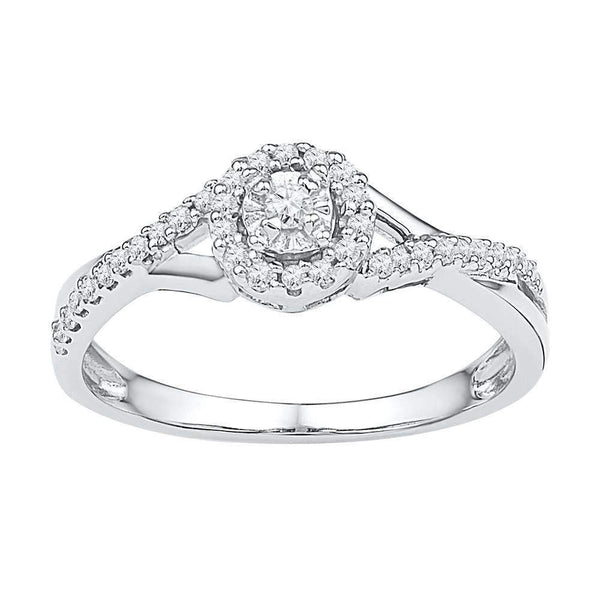 10kt White Gold Womens Round Diamond Solitaire Bridal Wedding Engagement Ring 1/4 Cttw-Gold & Diamond Engagement & Anniversary Rings-6.5-JadeMoghul Inc.