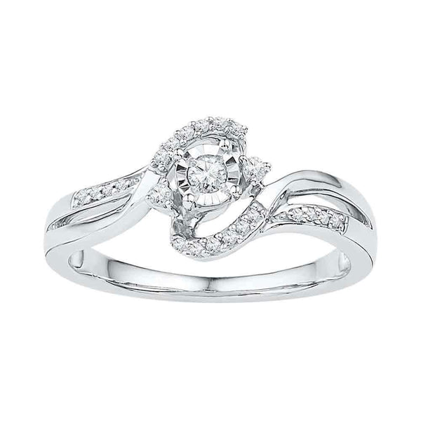 10kt White Gold Womens Round Diamond Solitaire Bridal Wedding Engagement Ring 1/6 Cttw-Gold & Diamond Engagement & Anniversary Rings-5-JadeMoghul Inc.
