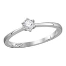 10kt White Gold Women's Round Diamond Solitaire Bridal Wedding Engagement Ring 1/8 Cttw - FREE Shipping (US/CAN)-Gold & Diamond Engagement & Anniversary Rings-5-JadeMoghul Inc.