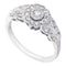 10kt White Gold Women's Round Diamond Solitaire Floral Cluster Milgrain Ring 1/3 Cttw - FREE Shipping (US/CAN)-Gold & Diamond Fashion Rings-5-JadeMoghul Inc.