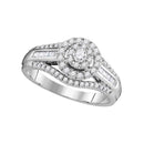 10kt White Gold Women's Round Diamond Solitaire Halo Bridal Wedding Engagement Ring 1/2 Cttw - FREE Shipping (USA/CAN)-Gold & Diamond Engagement & Anniversary Rings-5-JadeMoghul Inc.