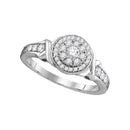 10kt White Gold Women's Round Diamond Solitaire Halo Bridal Wedding Engagement Ring 1/2 Cttw - FREE Shipping (US/CAN)-Gold & Diamond Engagement & Anniversary Rings-5-JadeMoghul Inc.