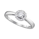 10kt White Gold Women's Round Diamond Solitaire Halo Bridal Wedding Engagement Ring 1/3 Cttw - FREE Shipping (US/CAN)-Gold & Diamond Engagement & Anniversary Rings-6.5-JadeMoghul Inc.