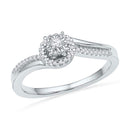 10kt White Gold Women's Round Diamond Solitaire Halo Bridal Wedding Engagement Ring 1/6 Cttw - FREE Shipping (US/CAN)-Gold & Diamond Engagement & Anniversary Rings-5-JadeMoghul Inc.