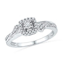 10kt White Gold Women's Round Diamond Solitaire Halo Bridal Wedding Engagement Ring 1/6 Cttw - FREE Shipping (US/CAN)-Gold & Diamond Engagement & Anniversary Rings-5-JadeMoghul Inc.