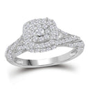 10kt White Gold Women's Round Diamond Solitaire Halo Bridal Wedding Engagement Ring 3/4 Cttw - FREE Shipping (US/CAN)-Gold & Diamond Engagement & Anniversary Rings-6.5-JadeMoghul Inc.