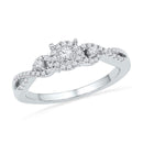 10kt White Gold Women's Round Diamond Solitaire Halo Twist Bridal Wedding Engagement Ring 1/4 Cttw - FREE Shipping (US/CAN)-Gold & Diamond Engagement & Anniversary Rings-5-JadeMoghul Inc.