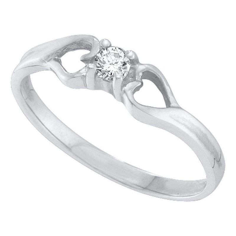 10kt White Gold Women's Round Diamond Solitaire Heart Promise Bridal Ring 1/10 Cttw - FREE Shipping (US/CAN)-Gold & Diamond Promise Rings-5-JadeMoghul Inc.