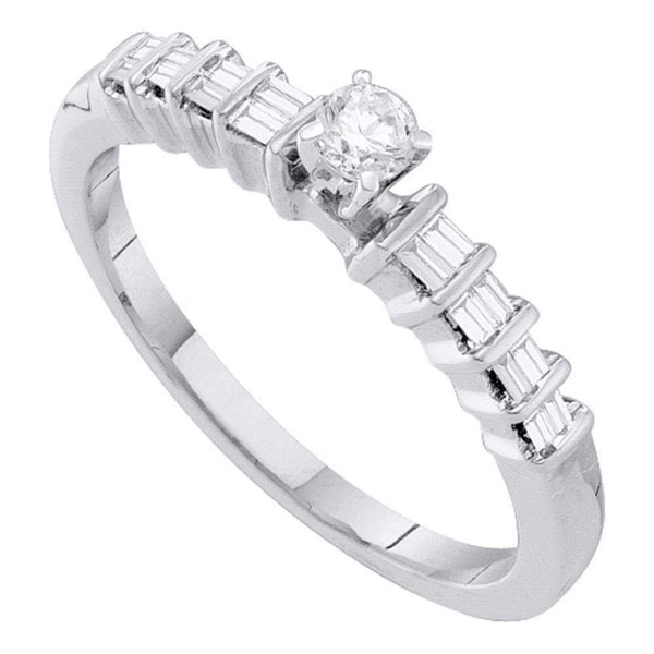 10kt White Gold Womens Round Diamond Solitaire Promise Bridal Ring 1-4 Cttw - FREE Shipping (US/CAN)-Gold & Diamond Promise Rings-JadeMoghul Inc.