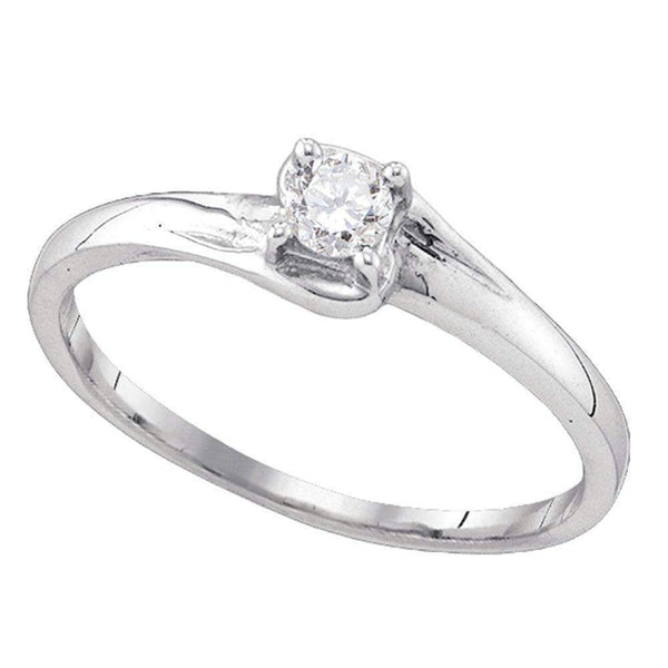 10kt White Gold Women's Round Diamond Solitaire Promise Bridal Ring 1/10 Cttw - FREE Shipping (US/CAN)-Gold & Diamond Promise Rings-5-JadeMoghul Inc.