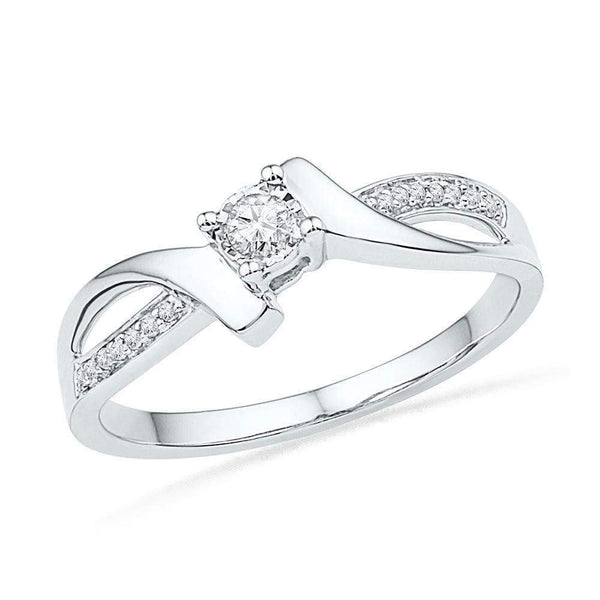 10kt White Gold Women's Round Diamond Solitaire Promise Bridal Ring 1/10 Cttw - FREE Shipping (US/CAN)-Gold & Diamond Promise Rings-7.5-JadeMoghul Inc.