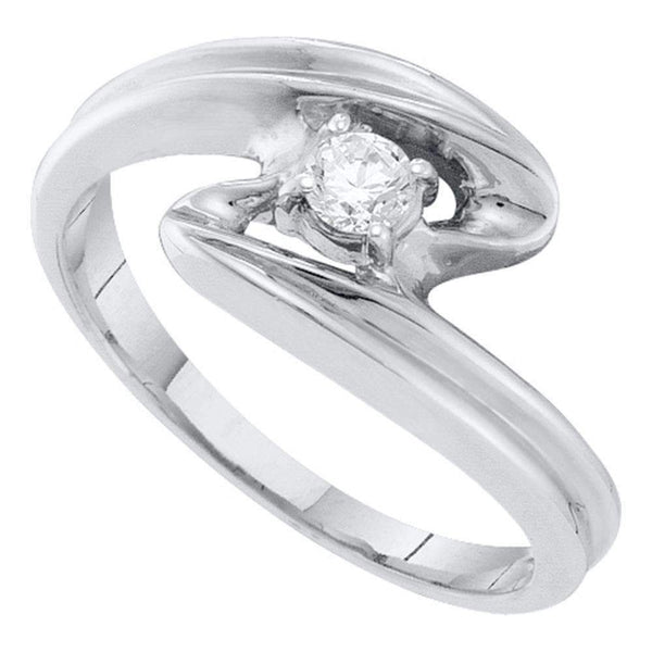 10kt White Gold Women's Round Diamond Solitaire Promise Bridal Ring 1/6 Cttw - FREE Shipping (US/CAN)-Gold & Diamond Promise Rings-8.5-JadeMoghul Inc.