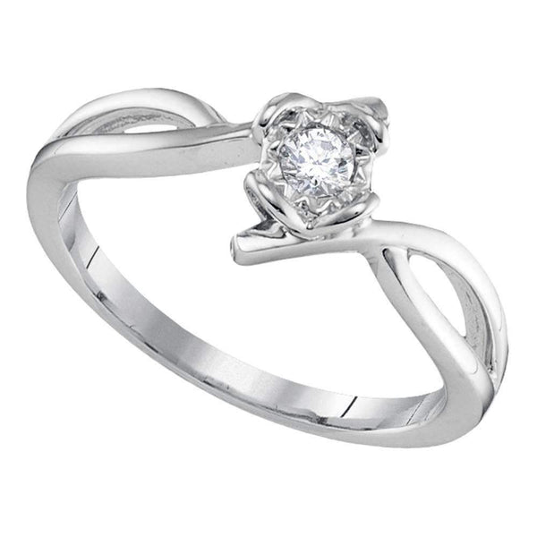10kt White Gold Women's Round Diamond Solitaire Promise Bridal Ring 1/8 Cttw - FREE Shipping (US/CAN)-Gold & Diamond Promise Rings-5-JadeMoghul Inc.