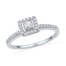 10kt White Gold Women's Round Diamond Solitaire Square Halo Bridal Engagement Ring 1/4 Cttw - FREE Shipping (US/CAN)-Gold & Diamond Engagement & Anniversary Rings-5-JadeMoghul Inc.