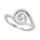 10kt White Gold Women's Round Diamond Solitaire Swirl Bridal Wedding Engagement Ring 1/2 Cttw - FREE Shipping (US/CAN)-Gold & Diamond Engagement & Anniversary Rings-5-JadeMoghul Inc.