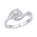 10kt White Gold Women's Round Diamond Solitaire Swirl Bridal Wedding Engagement Ring 1/5 Cttw - FREE Shipping (US/CAN)-Gold & Diamond Engagement & Anniversary Rings-5-JadeMoghul Inc.