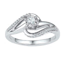 10kt White Gold Women's Round Diamond Solitaire Swirl Bridal Wedding Engagement Ring 1/5 Cttw - FREE Shipping (US/CAN)-Wedding Jewelry-5-JadeMoghul Inc.