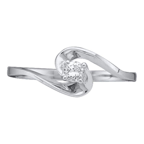 10kt White Gold Women's Round Diamond Solitaire Swirl Promise Bridal Ring 1/10 Cttw - FREE Shipping (US/CAN)-Gold & Diamond Promise Rings-5-JadeMoghul Inc.