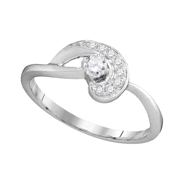 10kt White Gold Women's Round Diamond Solitaire Swirl Promise Bridal Ring 1/4 Cttw - FREE Shipping (US/CAN)-Gold & Diamond Promise Rings-5-JadeMoghul Inc.