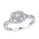 10kt White Gold Women's Round Diamond Solitaire Twist Bridal Wedding Engagement Ring 1/3 Cttw - FREE Shipping (US/CAN)-Gold & Diamond Engagement & Anniversary Rings-5-JadeMoghul Inc.